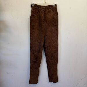 Brown Suede High-Waisted Pants